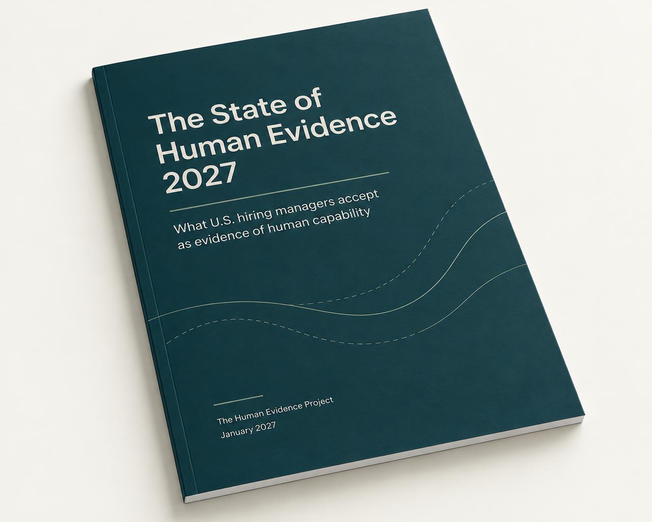 Cover of The State of Human Evidence 2027 report, releasing early January 2027.